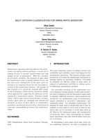Multi Criteria Classification for Spare Parts Inventory
