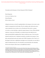 Territoriality and the Emergence of Norms During the COVID-19 Pandemic
