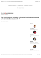 Qui sont ceux qui ont vécu le (premier) confinement comme une période épanouissante ?