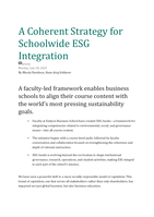 A Coherent Strategy for Schoolwide ESG Integration