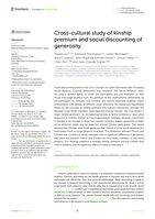Cross-cultural study of kinship premium and social discounting of generosity