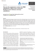 How do the institutions matter for MNE subsidiaries' CSR in host countries? Evidence from Chinese overseas subsidiaries
