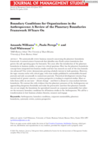 Boundary Conditions for Organizations in the Anthropocene: A Review of the Planetary Boundaries Framework 10 Years On