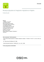 Musique populaire et imaginaire migratoire en Algérie