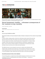 Sexual harassment, hostility… unforeseen consequences ofthe ‘customer is king’ mentality