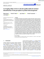 Leveraging online reviews to decode quality-induced customer dissatisfaction: From perception to product discouragement