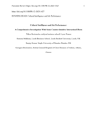 Cultural intelligence and job performance: a comprehensive investigation with some counter-intuitive interaction effects
