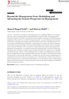 Beyond the Management Gene: Rethinking and Advancing the Genetic Perspective in Management